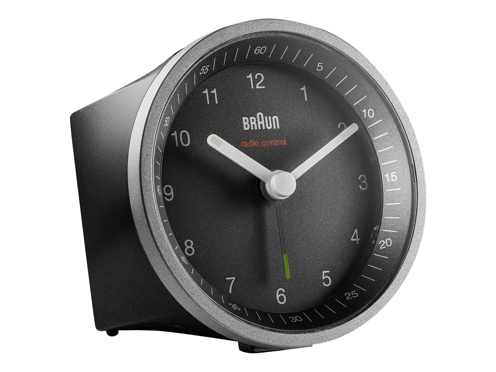 Braun BC07 - alarm clock - round - quartz - desktop - silver/black Braun BC07 - alarm clock - round - quartz - desktop - silver/black